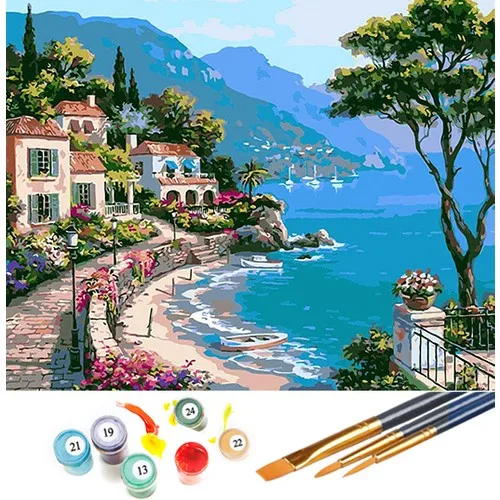 Tabdiko Coastal town of Painting By Numbers 40*50 cm Canvas Print Painting Set