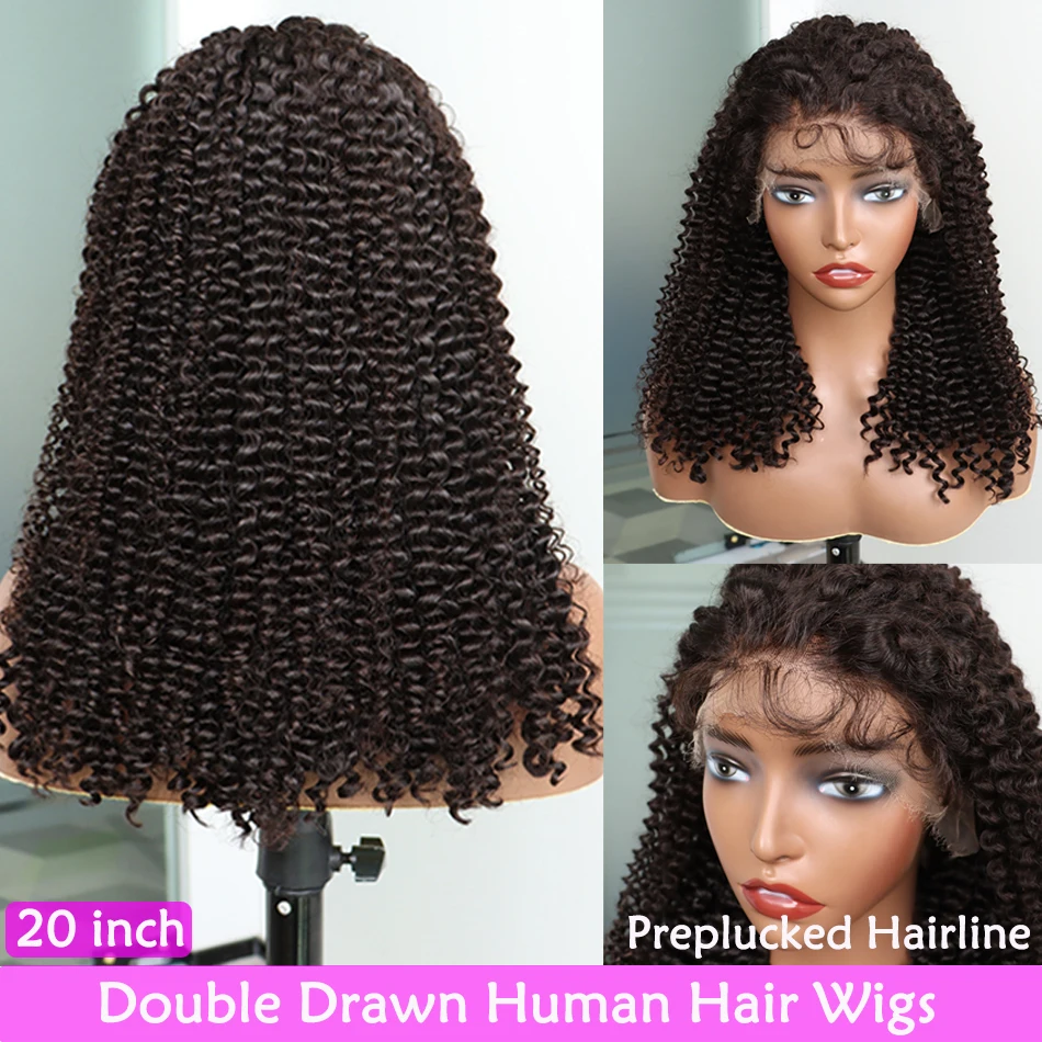 

Afro Kinky Curly HD Lace Super Double Drawn Human Hair Wigs Preplucked 13x4 Lace Frontal Wig 200% Density Full Natural Raw Hair