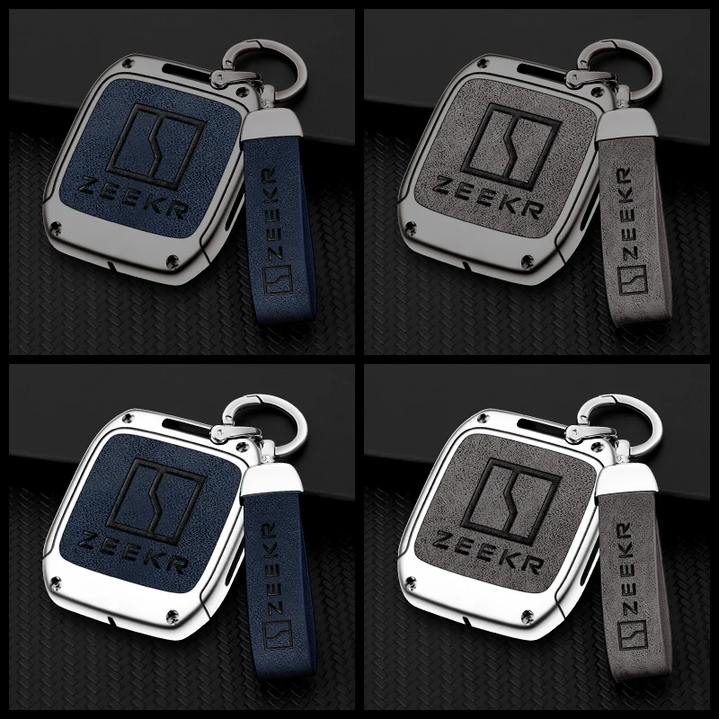 Zinc Alloy Leather Car Key Case Cover for Zeekr 001 Protection Key Chain Keychain Holder Shell Fob Bag Interior Accessories