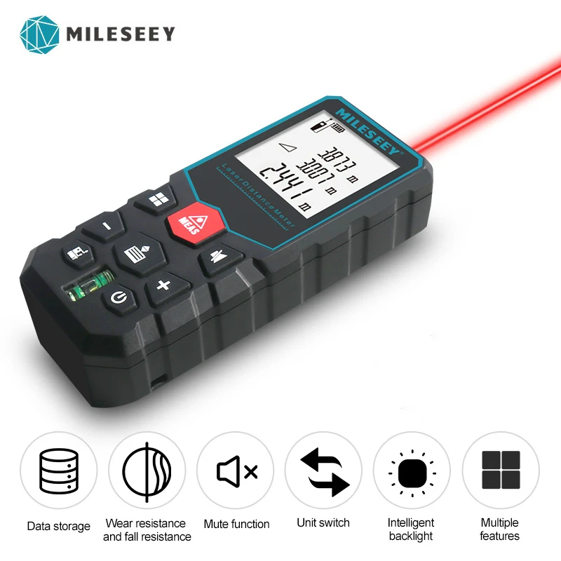 MILESEEY Laser Distance Meter X5 40M 60M 80M 100M High Precision Laser Tape Measure,Multiple Measurement Electronic Ruler