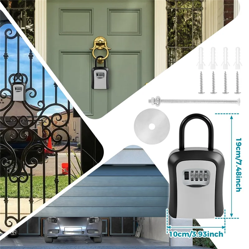 ABBK-Magnetic Key Box For Under Car, 4 Digit Combination Code Magnetic Key Storage Holder, Magnet Key Lock Case For Hide Key