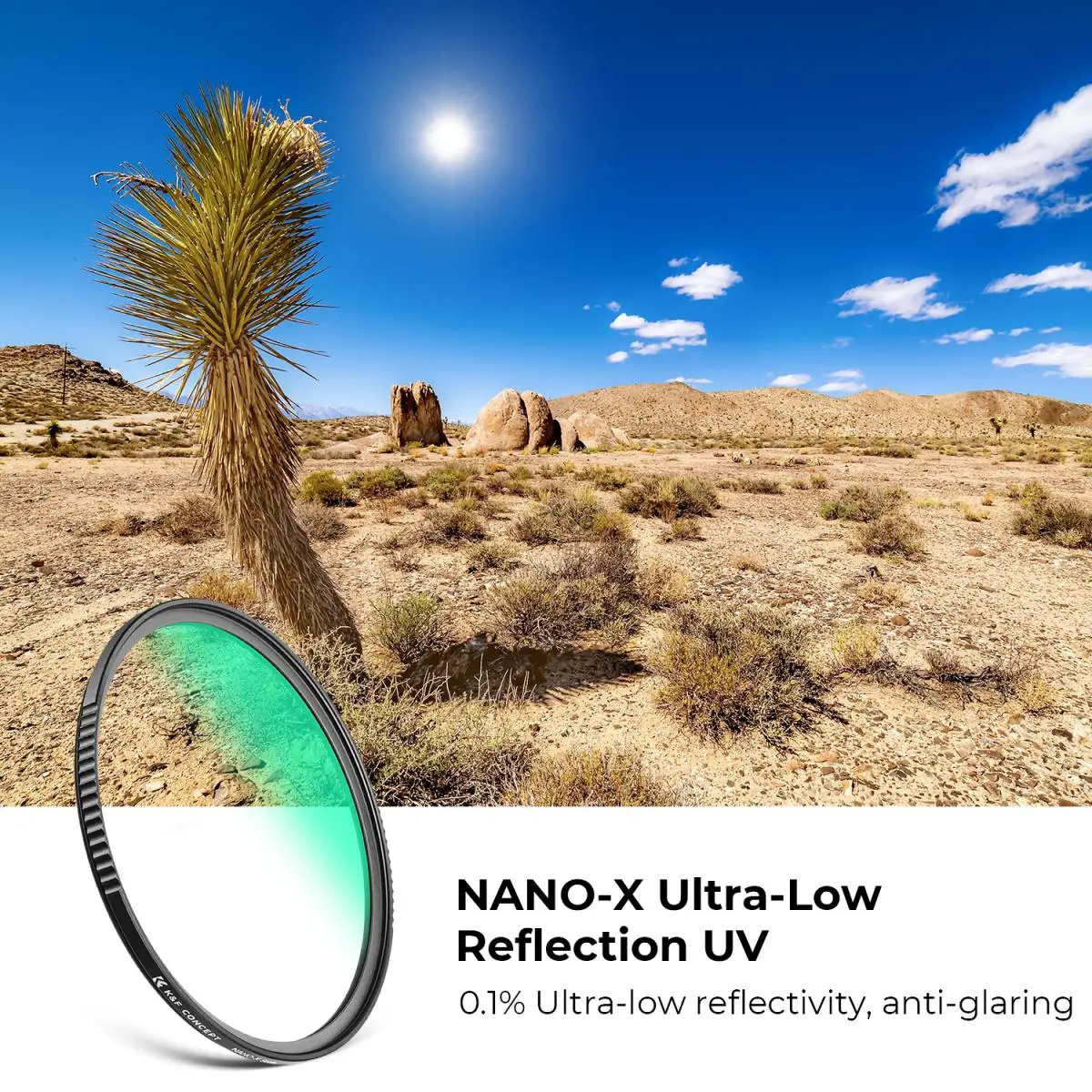 K&F Concept Nano-X Series 37/58/67/82/95mm Ultra-low Reflection UV Filter with 28 Multi-Layer Coatings Waterproof Anti-Scratch