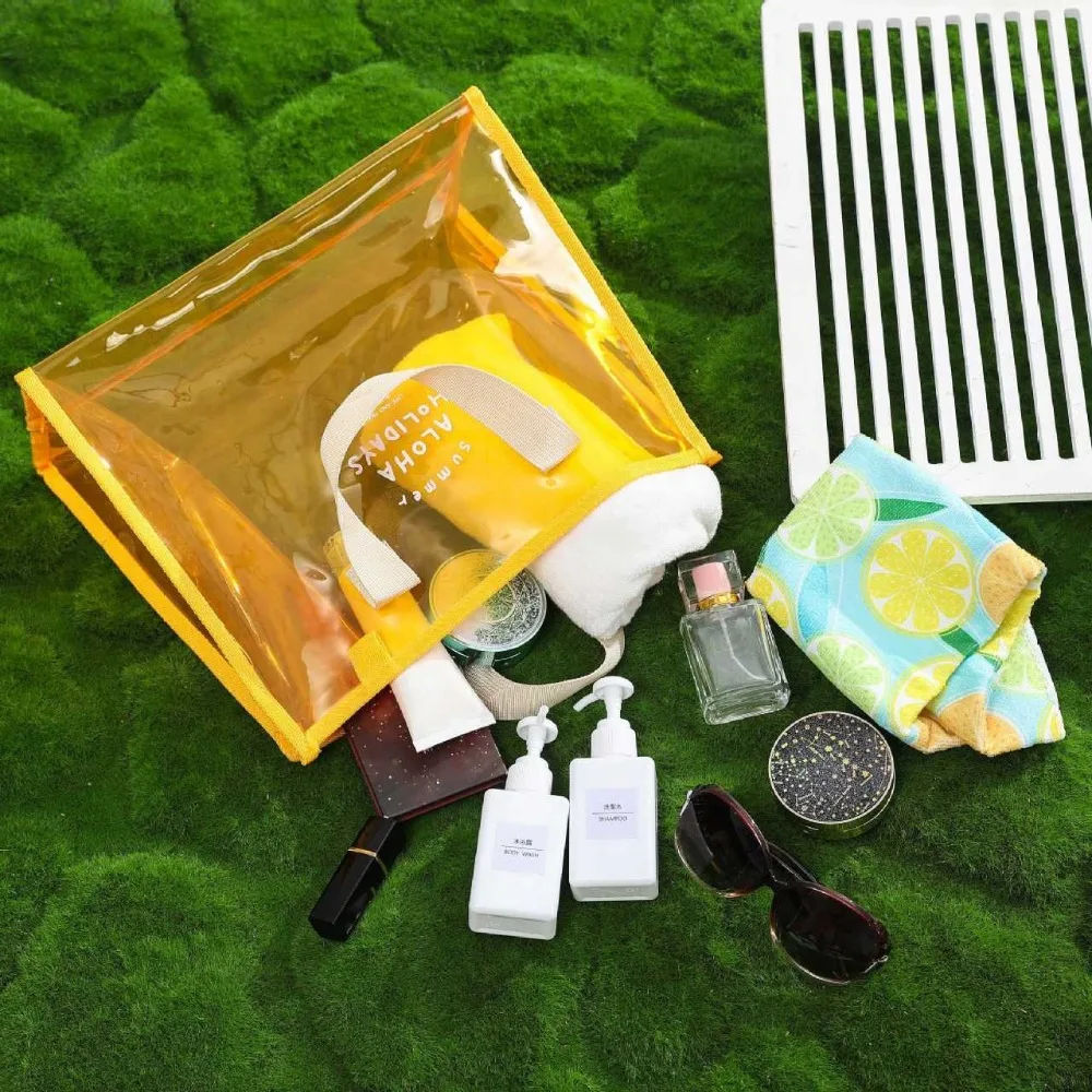 Borsa da spiaggia trasparente in PVC Borsa da nuoto impermeabile di grande capacità Borsa per cosmetici Borsa da spiaggia per trucco trasparente