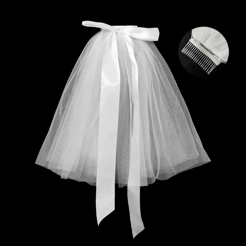 White Color Layered Veil with Bowknot Wedding Adult/Kids Veil Long Tulle Christmas Elegant Bride Wedding Party Veil