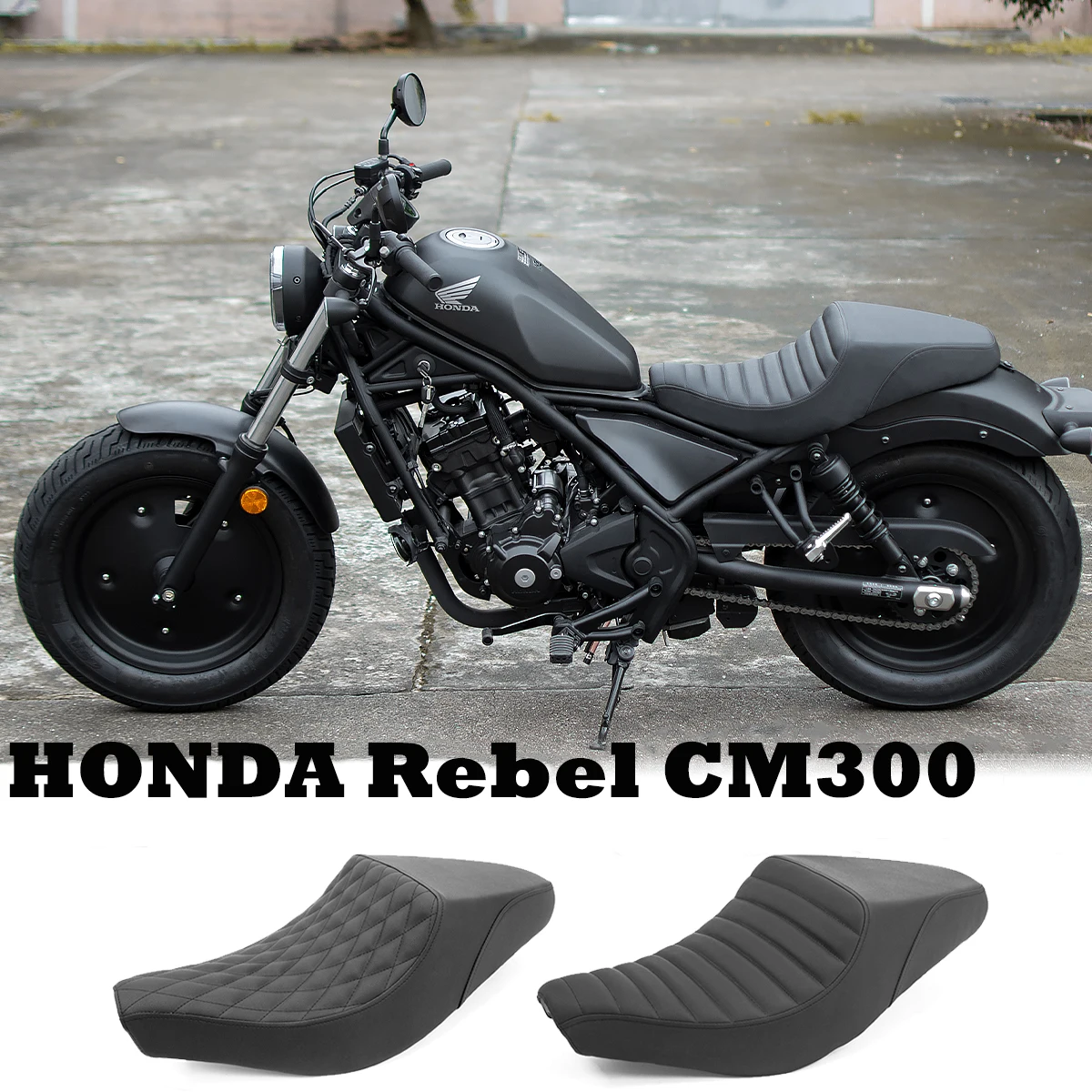 Customized Retro Motorcycle Flat Double Seat Cushion for Honda Rebel 300 500