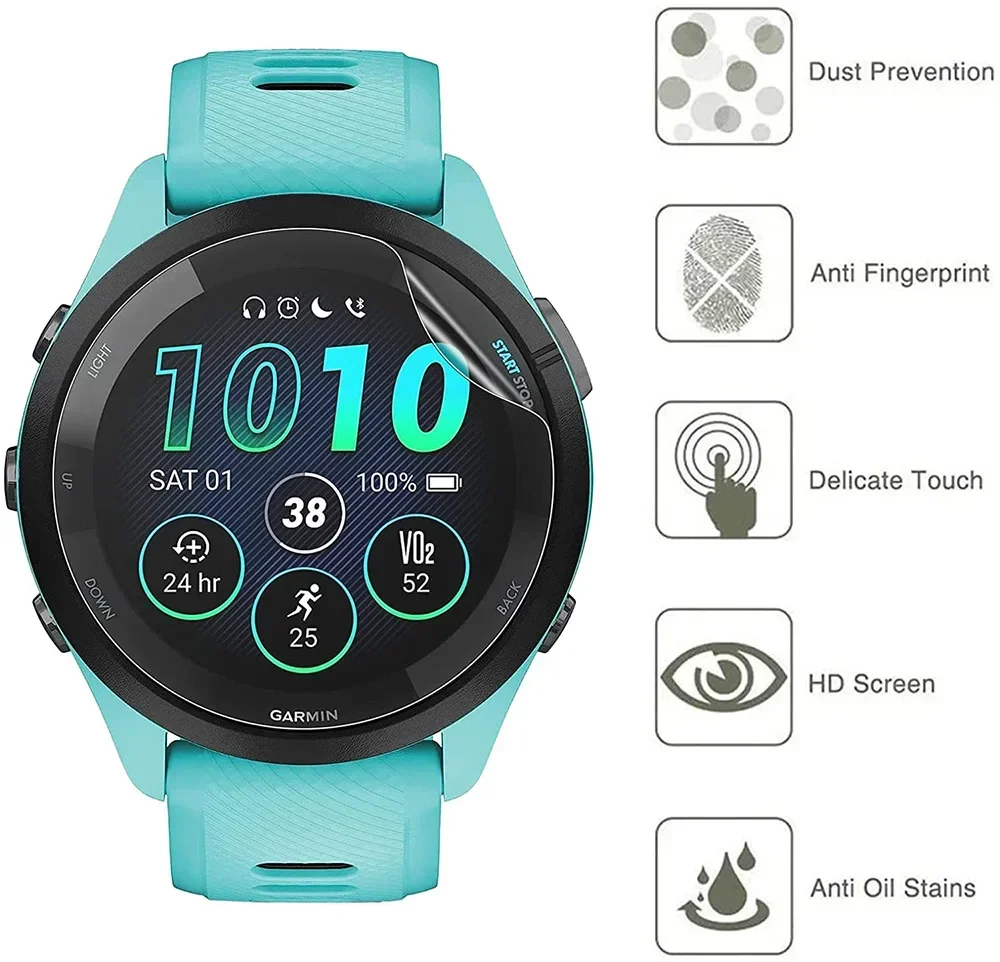 1-5 قطعة هيدروجيل لينة طبقة رقيقة واقية واضحة ل Garmin Forerunner 965 955 265S 255 245 حامي الشاشة غطاء كامل الحرس