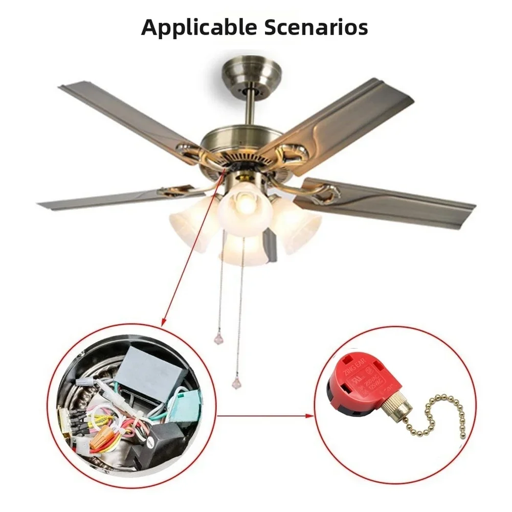 Bronze 4-Speed Pull Chain Switch 3A 250VAC 6A 125VAC UL Listed Plastic Speed Regulator For Ceiling Fans And Fixtures