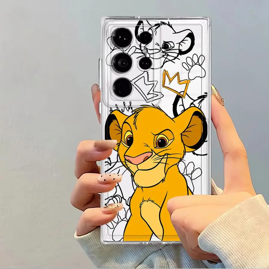 Custodia per telefono per Samsung Galaxy S23 Ultra S25 Edge S22 FE Nota 20 Ultra 10 S24 S20 Plus S21 Cover trasparente Disney Il Re Leone