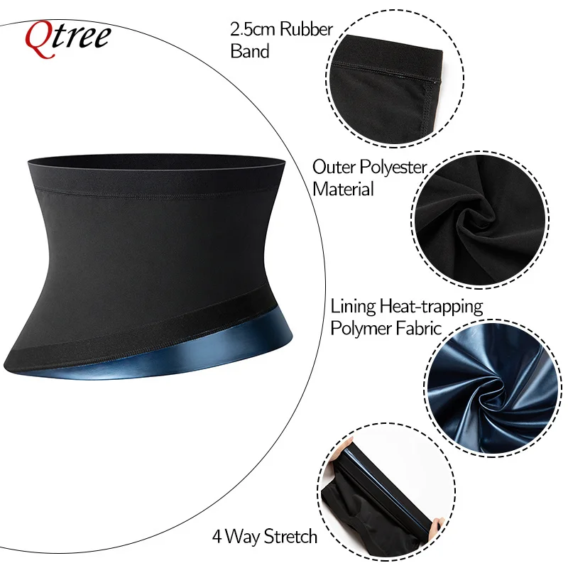 Qtree Hot Corset Waist Trimmer Belly Fat Burner Belt Tummy Control Stomach Girdle Body Shaper Fitness Slimming Strap Men