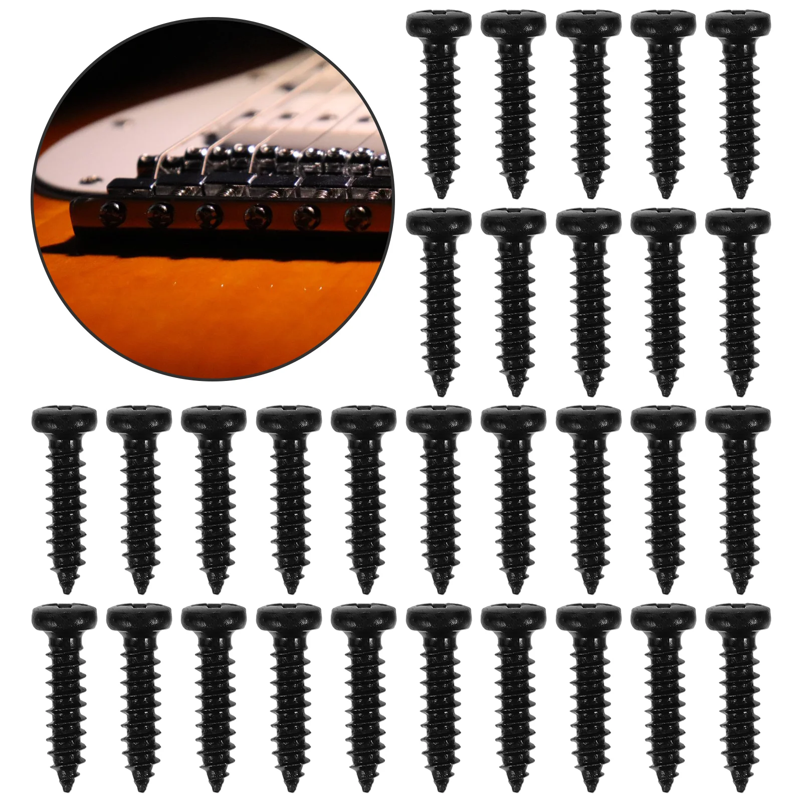 50 PCS/Set Tuning Peg Screws Tuning Key Machine Heads Tuner Mounting Screws for Electric /Acoustic Guitar Bass (Black)