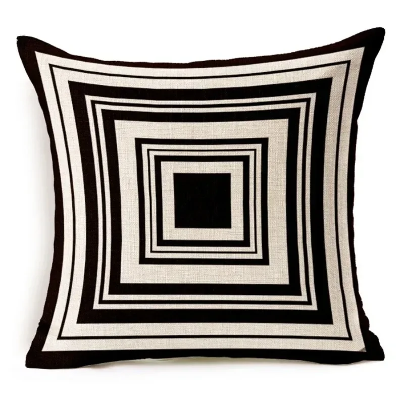 Geometric Black and White(beige) Plain Home Textile Sofa Car Cushion Cover Decorative Throw Pillow Case Cojines 45x45