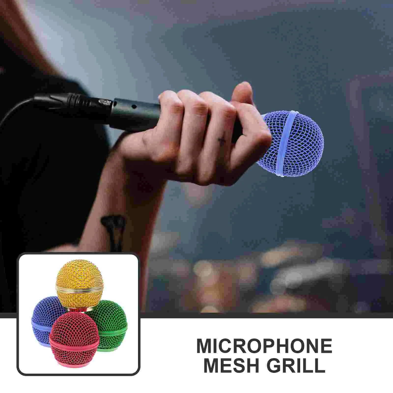 4Pcs Colored Microphone Accessories Parts Cover Metal Replacement Grille Mesh Supplies Replacing Professional Party