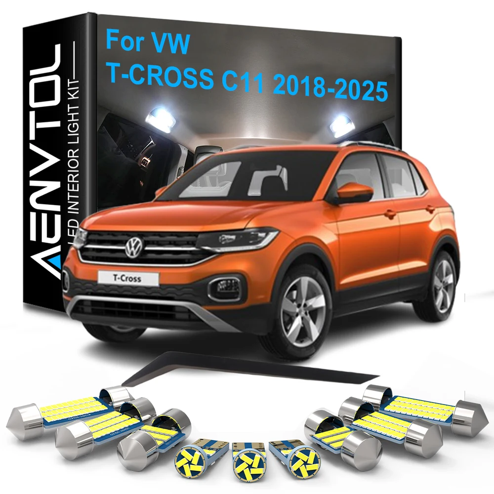 7-teiliges LED-Innenbeleuchtungsset mit Canbus für VW T-CROSS C11 2018-2025, Deckenleuchte, Leseleuchte, Kofferraum- und Handschuhfachbeleuchtung