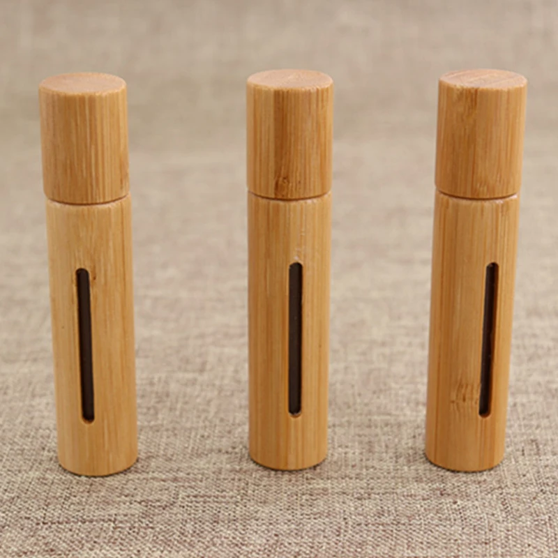 3ml 5ml 10ml Bamboo Wood Bottle Perfume Empty Oil Bottle Stainless Roll On Ball Perfume Aromatherapy Bottle Oil Roller Bottle