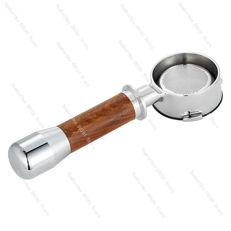 Premium Detachable Espresso Machine Portafilter Handle Real Wood Grip Replacement Accessory 304 Stainless Steel Bottomless