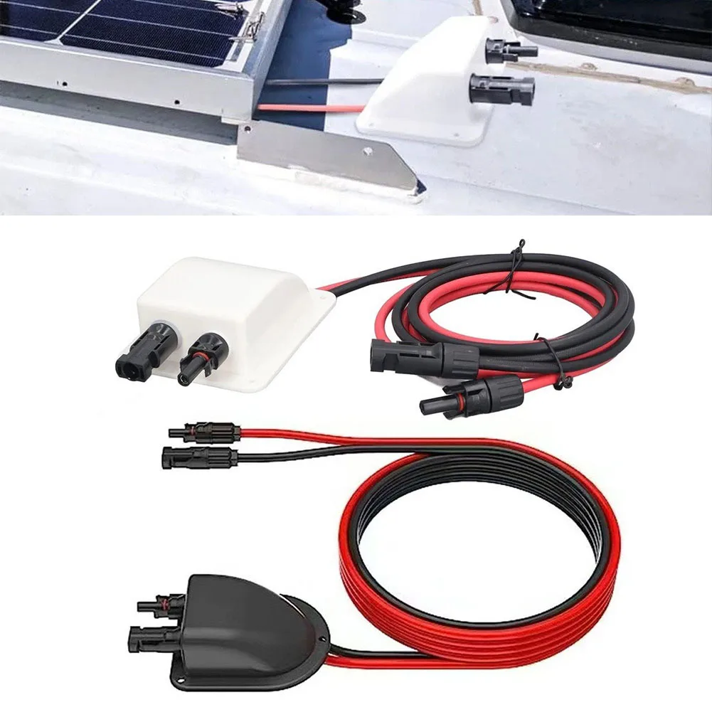Solar Cable Entry Gland Extension Cord 2M IP68 Waterproof ABS Dual Hole For RV Campervan Boat Rooftop Panel Wiring Accessories