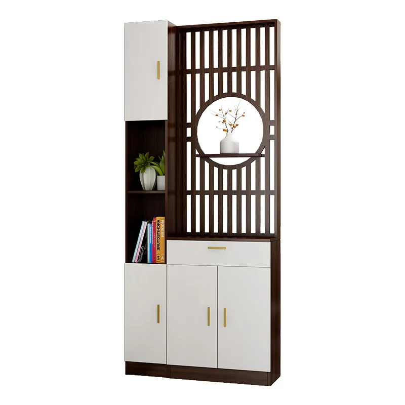 modern shelves enter the door solid wood is facing and the entrance and shoe cabinet are integrated.
