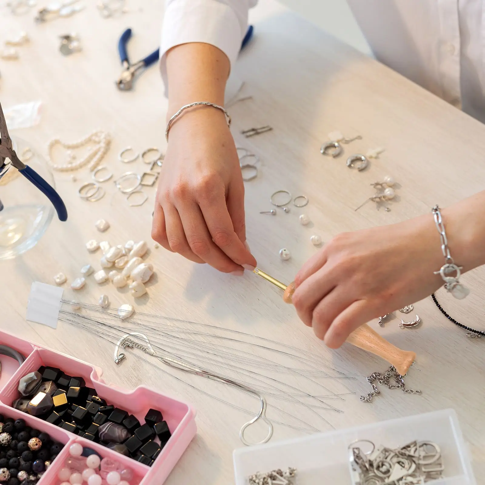 10 Pcs Threader Beaded Jewelry DIY Tools Craft Accessories Wire Loop Cross Stitch Needles Steel Threaders