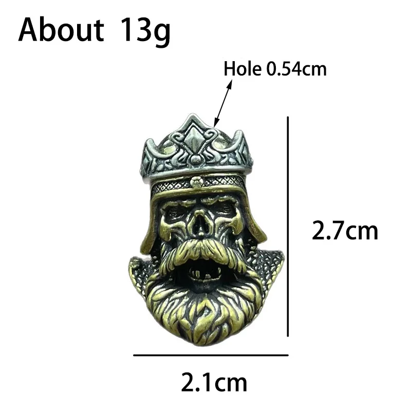 Dual Color Crown Skull King Head Sculpture Brass Knife Bead EDC Outdoor DIY Paracord Lanyard Pendant Woven Bracelet Accessories - view 6