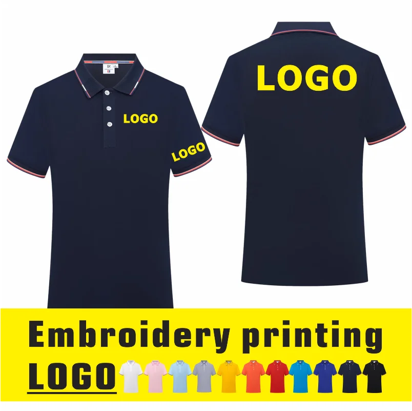 Summer Short Sleeve Polo Print Photo Logo Custom Printing Casual Lapel Shirt Embroidery Pattern Fashion Top Design Men Women