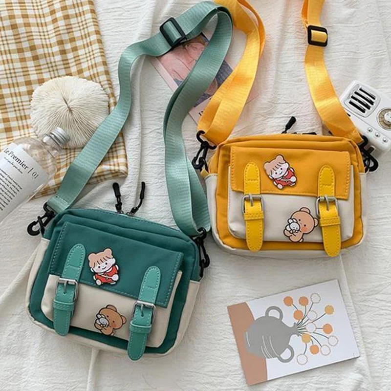 Korean Style Cute Girl Canvas Bag Student Shoulder Small Square Bag Multifunctional All-match Cross Bag