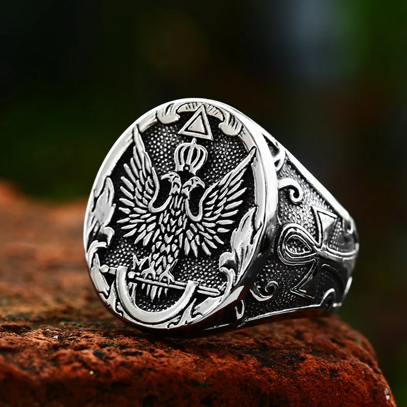 BEIER New Design Stainless Steel Eagle Ring Bird Pattern Cross US Style Men\'s Ring Cool Biker Animal Jewelry High Quality