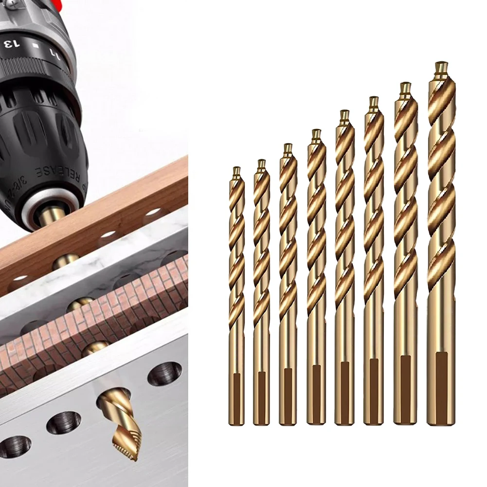 8pcs M35 Cobalt Straight Step Drill Bit Hole Cutter For Hand Electric Drill Drilling Stainless Steel 3/3.2/3.5/4/4.2/4.5/4.8/5mm