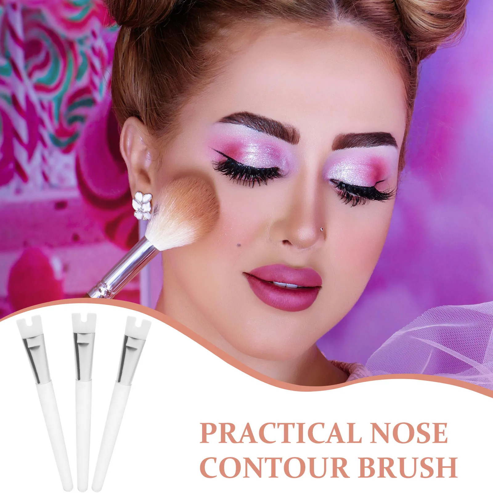 3 قطعة فرشاة تحديد الأنف شعيرات ناعمة قبضة مريحة لتطبيق سلس مزيج لطخة تحديد منطقة الحاجب اللمس