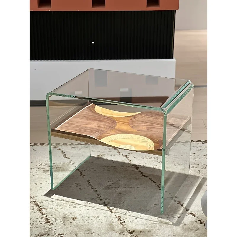 

YY Retro Medieval Designer Home Glass Creative Bedroom Bedside Table Hot Sale High-end Side Few