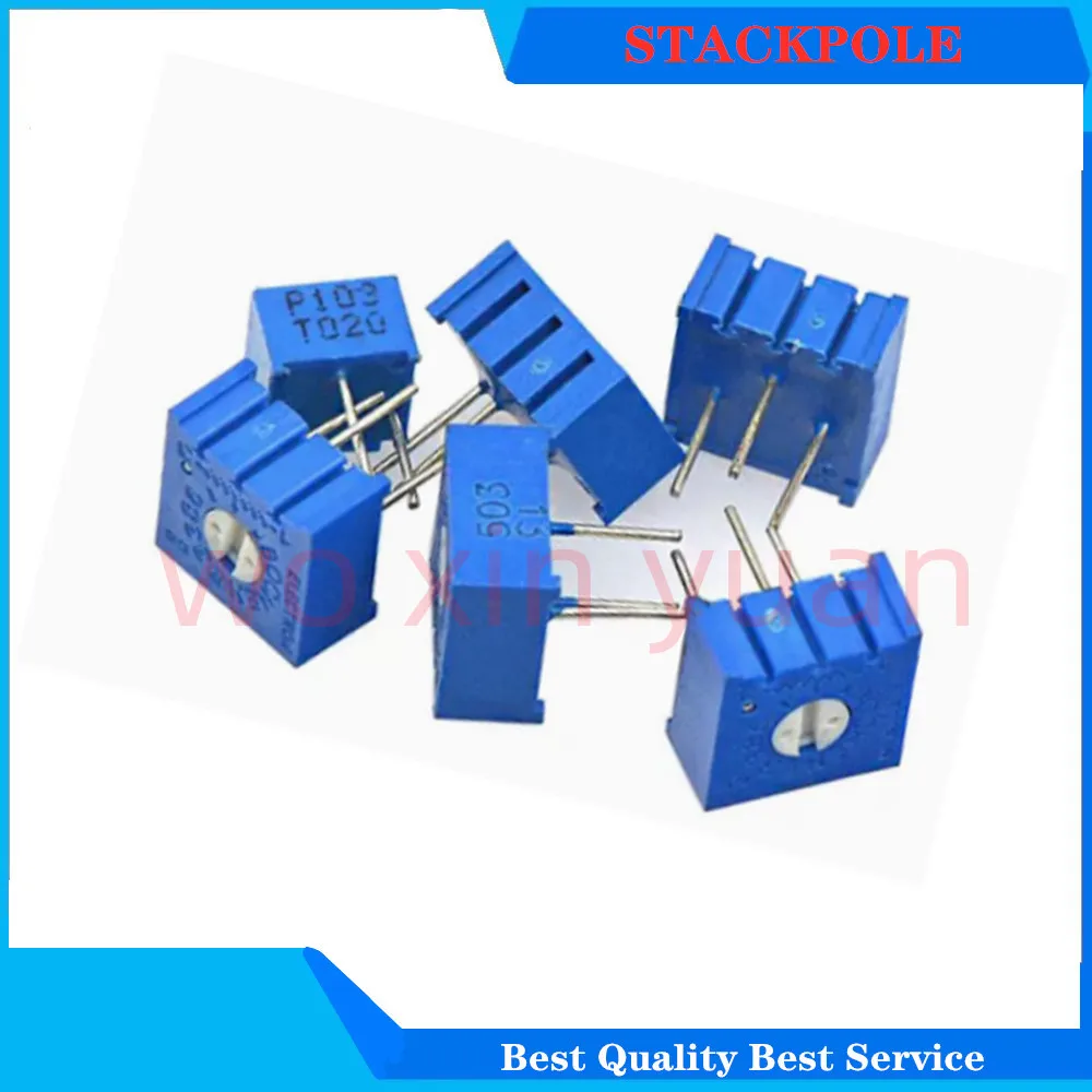 20PCS 3386P Potentiometer Precision Adjustable Resistance 100 200 500 Ohm 1K 2K 5K 10K 20K 50K 100K 200K 500K 1M Ohm 103