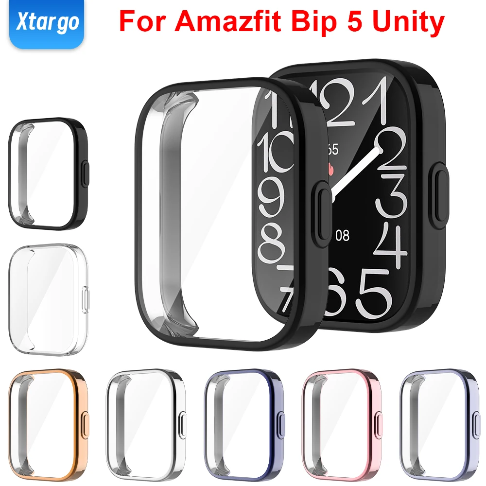 TPU Case for Amazfit Bip 5 Unity Soft Smart Watch Screen Protector All-Around Bumper Protective Cover for Amazfit Bip 5 Unity