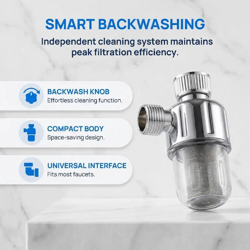 

Stainless Steel Reusable Water Filter Spin Down Sediment Filter For Water Heater Thread Washing Machine Dishwasher Shower Faucet