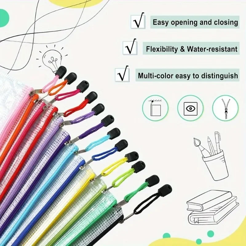 B5/A4/A5/A6 Mesh Zipper Pouch Document Bag Waterproof Zip File Folders Pencil Case Storage Bags School Office Supplies view 6