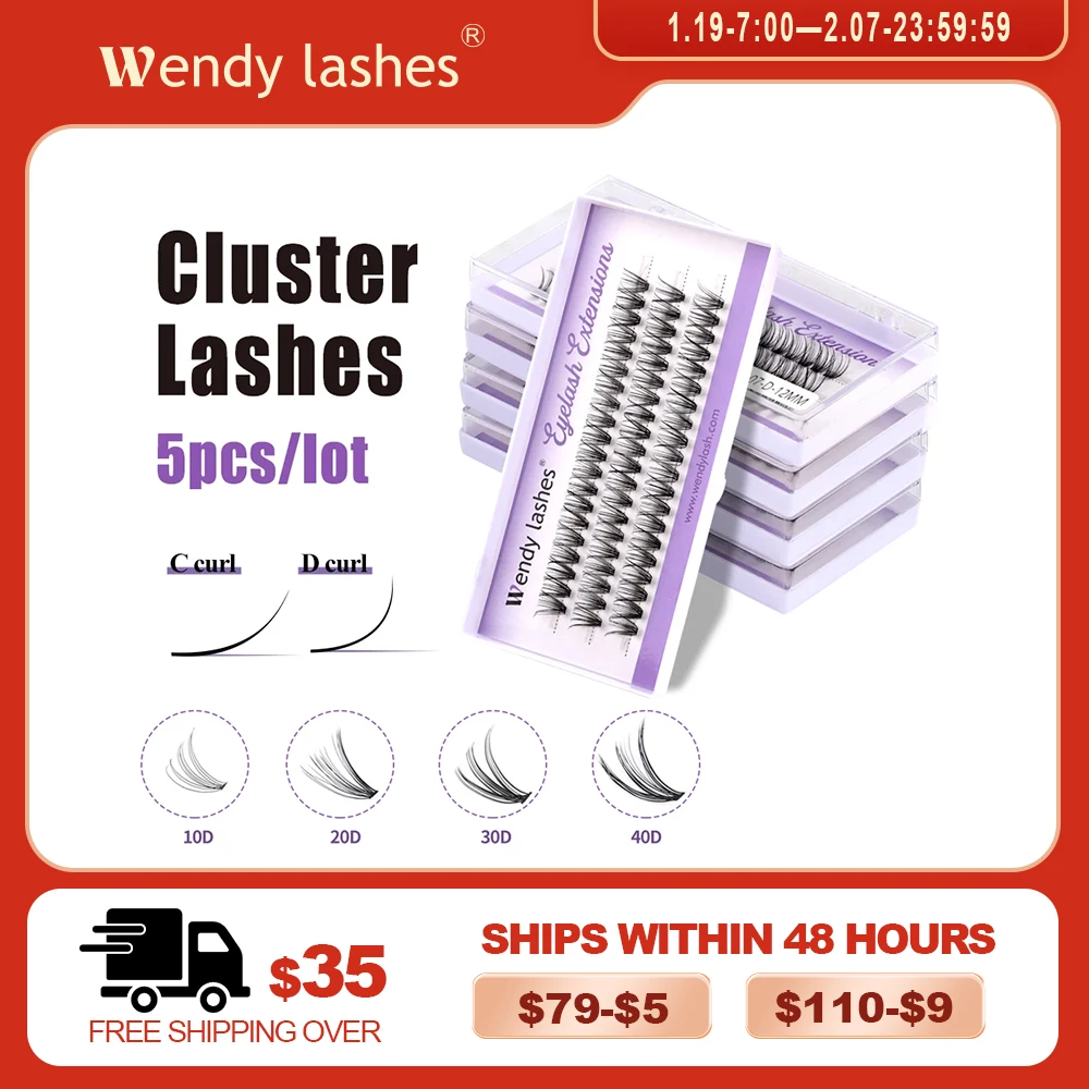 Wendy Lashes 5 Stück/Lot Cluster-Wimpern 3 Reihen 30D/40D Bundles Natürlicher Stil Einzelwimpern Handgefertigter Lieferant