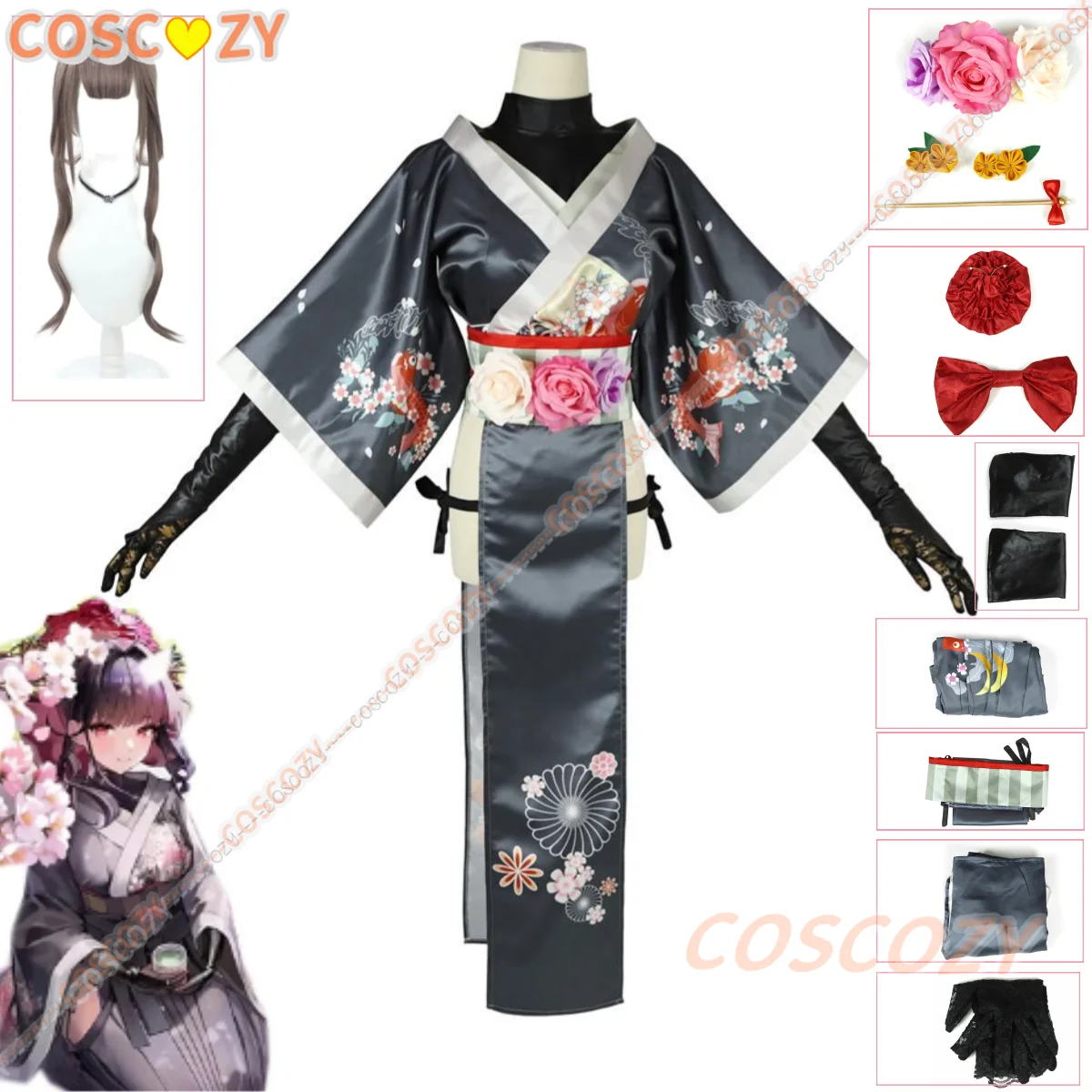 Game NIKKE The Goddess of Victory Sakura Cosplay Costume Japanese Kimono Women Ninjas Costumes Coat Blouse Skirt Gloves Props