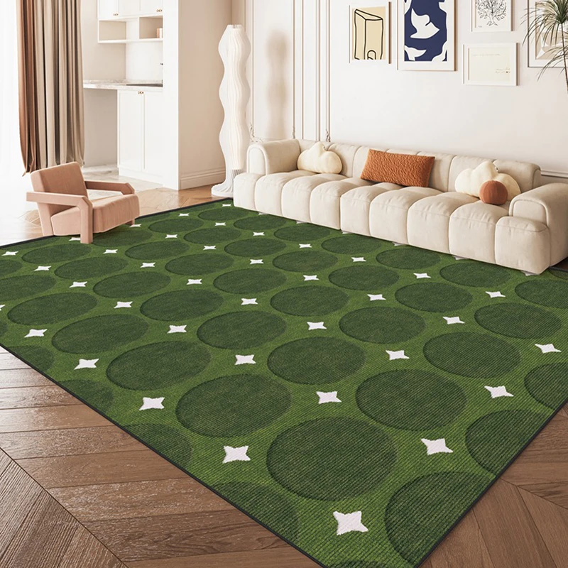 

Living Room Carpet Medieval Retro Checkerboard Green Style Rug Bedroom Bedside Floor Mat High-end Large Area Short Pile Carpets