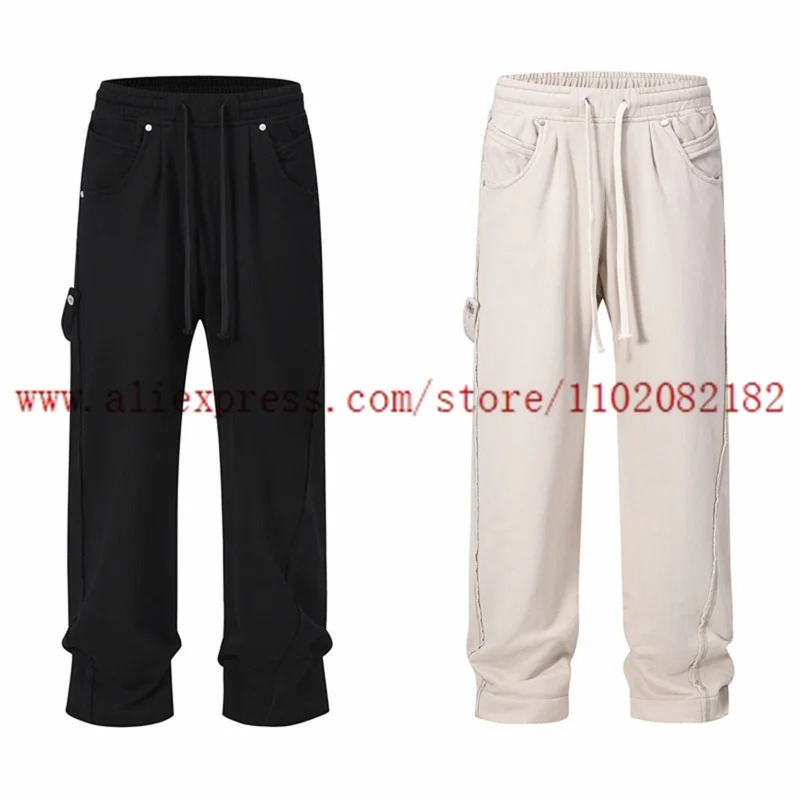 Blank Washed Worn-out Casual Pants Men Women High Quality Loose Pants Side Panel Design Sports Straight Leg Trousers