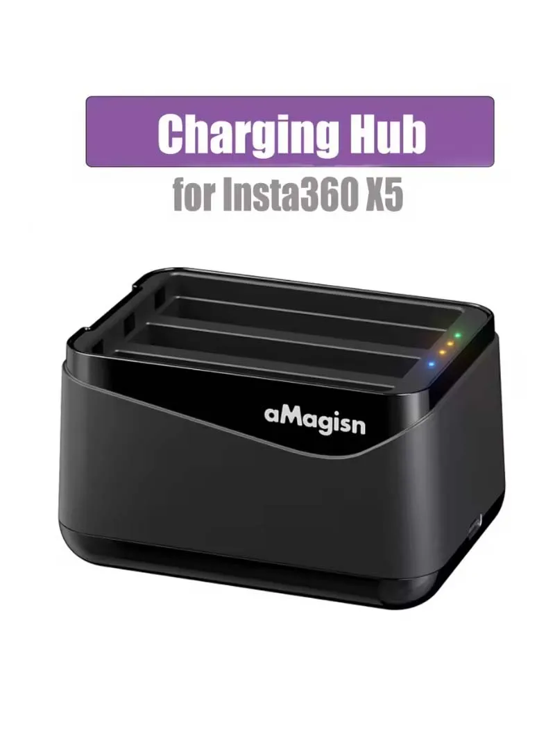 

aMagisn Insta360 X5 Battery Charger Dock & Storage Case – Compatible with X5 Camera Compact Charging Storage Accessory