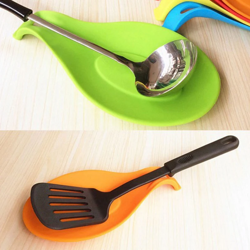 

Silicone Spoon Holder Rest Pad Kitchen Utensils Spatula Eggbeater Heat Resistant Placemat Tray Insulation Mats Kitchen Tools