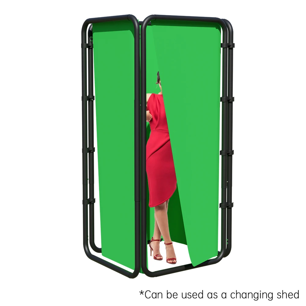 SH White Green Screen 2.4X4M Collapsible Chroma Key Backdrop Fabric Ultra-Quick Setup Birthday PartyBackground Photo Studio