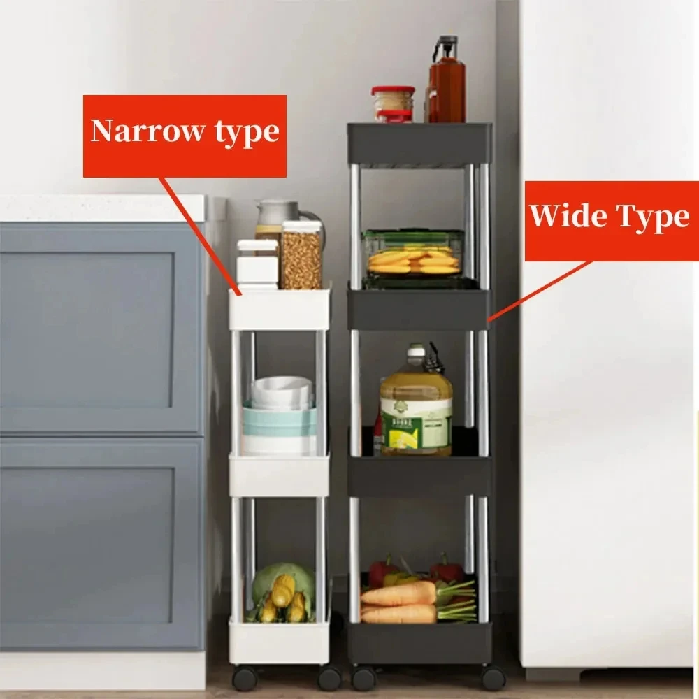 1pc 3/4 Tier Rolling Storage Cart High Capacity Storage Shelf Movable Gap Storage Rack Kitchen Bathroom And Livingroom Organizer image 6