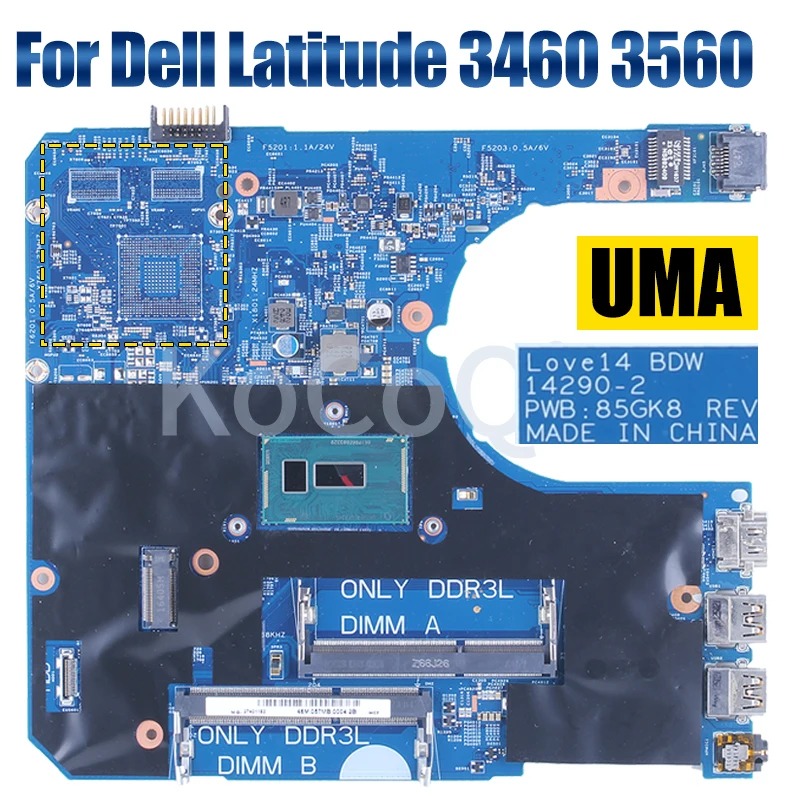 Imagem -03 - Placa-mãe Portátil para Dell Latitude Dell Latitude 3460 3560 Notebook Mainboard 142902 I35005u I5-5200u 920m 2g 04 Kvkc 0d0pg7 0cxyd3