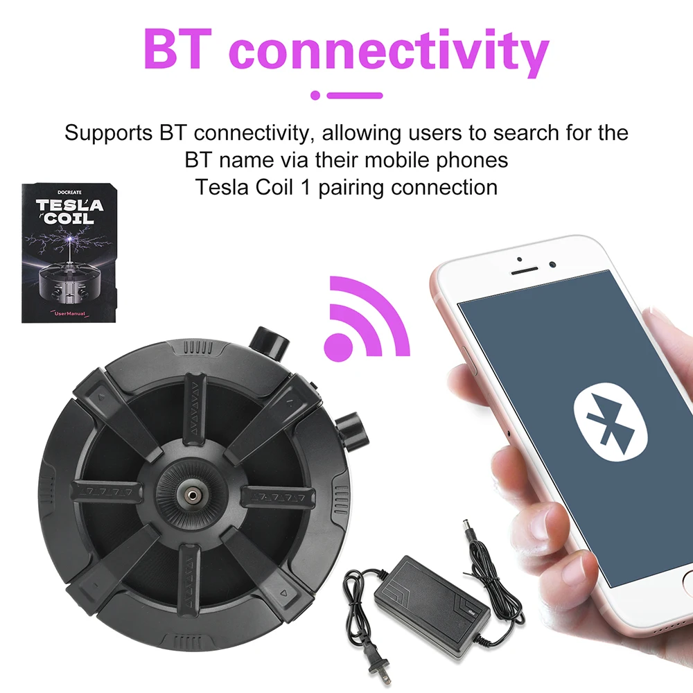 AC110V 220V Катушка Тесла Молния Bluetooth Музыкальная шкатулка Дуговый генератор Искусственная молния Сенсорная обучающая экспериментальная модель