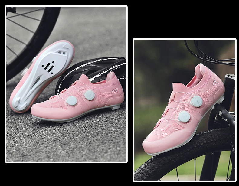 Rennradschuhe Herren Damen Rosa Atmungsaktive selbstsichernde Stollen Spd Rennradschuhe Damen Einstellbar Pro Racing Bicyle Sneaker – Detail 8