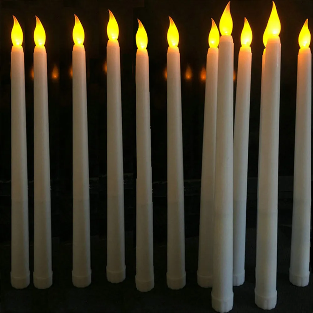 3/6/12 Pieces White Flameless Decorative Christmas Candles With Remote,Smokeless LED Taper Candles With Yellow/Warm White Light