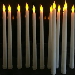 3/6/12 Pieces White Flameless Decorative Christmas Candles ,Smokeless LED Taper Candles With Yellow/Warm White Light