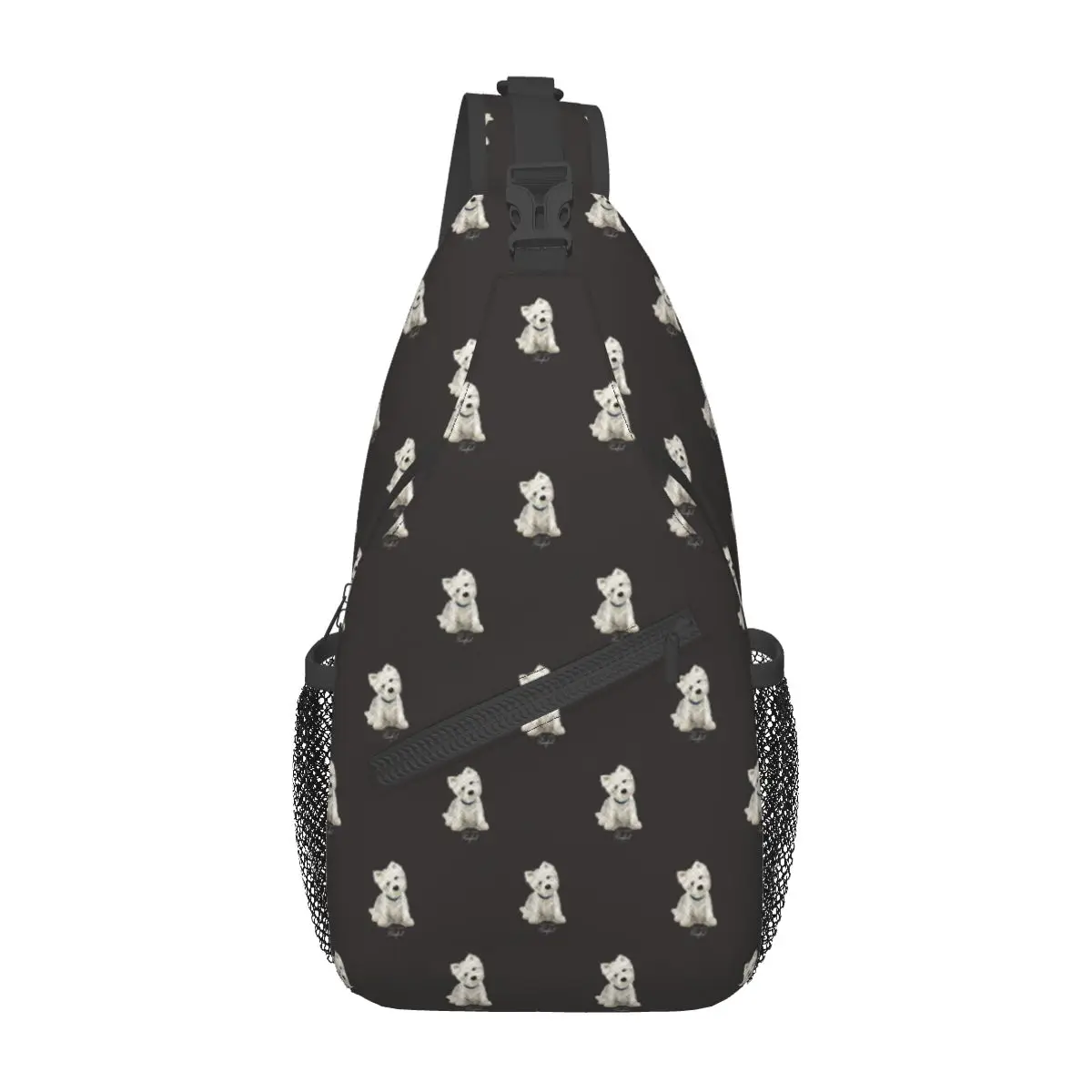 West Highland Terrier Petits sacs à bandoulière pour chien, sac à dos à bandoulière, sac d'école pour chiot mignon, sacs de jour de randonnée en plein air, poitrine initiée