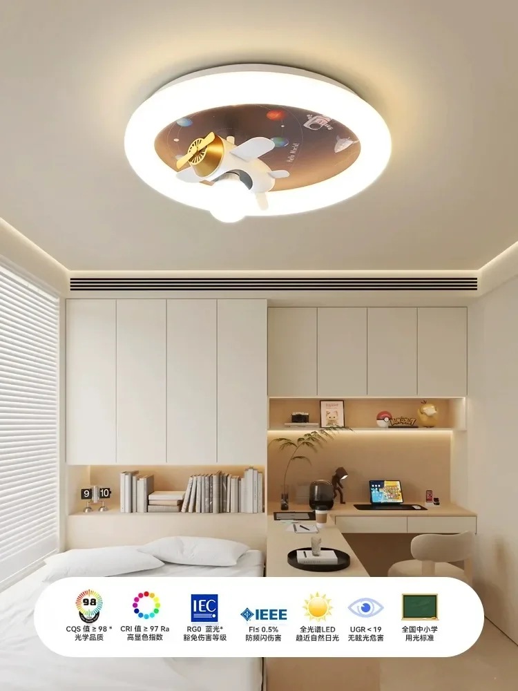 

Children's Room Lights Modern Simple Ceiling Lights Full Spectrum Eye Protection Aircraft Rocket Fan Lights Space Cartoon Bedroo