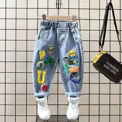 Children's Spring And Autumn Pants Boys Elastic Jeans 2023 New Type Of Loose And Fashionable Boys And Girls Feet Pants kids