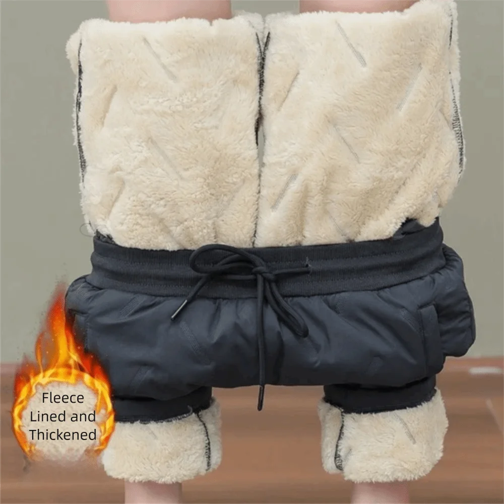 السيدات زائد الصوف السراويل القطنية عالية الخصر سميكة الصوف السراويل Bootcut مستقيم الساق السراويل الدافئة ملابس الشتاء #5